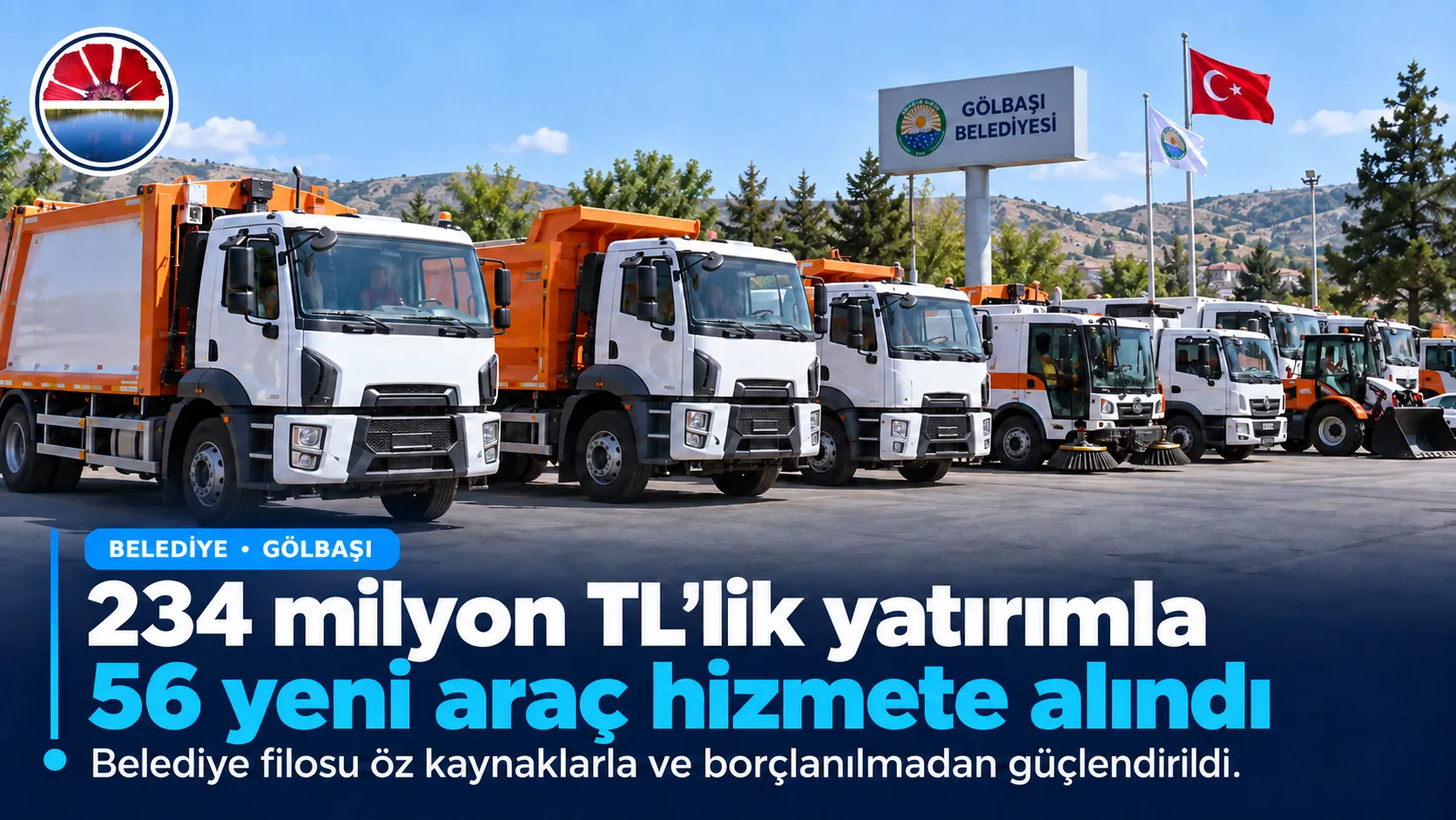 Gölbaşı Belediyesi hizmet filosuna katılan yeni belediye araçları